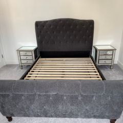 Grey king size bed frame