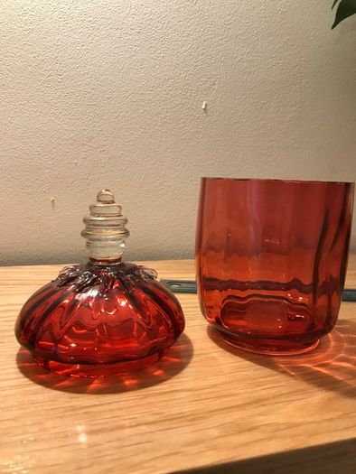 Antique Victorian Hand Blown Cranberry Glass Jar
