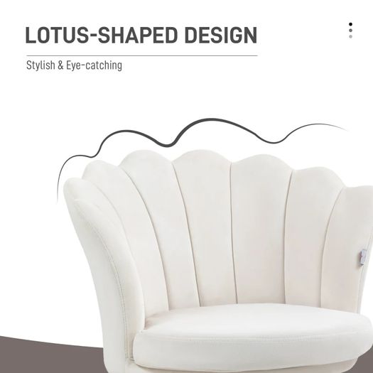 Shell chair vanity chair velvet salon chair with golden metal legs cream