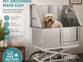Stainless Steel Electric Dog Grooming Bath 127cm Height Adjustable Pet Wash Station with Right-Hand Door