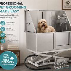 Stainless Steel Electric Dog Grooming Bath 127cm Height Adjustable Pet Wash Station with Right-Hand Door