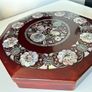 Asian Red Lacquer Wooden Jewellery Box with Mother of Pearl Inlay Image 4