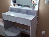 Dressing table with mirror and LED  light bulbs