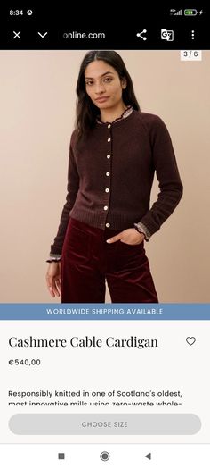 100% cashmere cardigan by the Scottish brand Brora