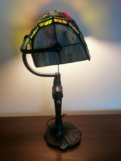 New Tiffany Bankers Lamp  Dragonfly Stained Glass