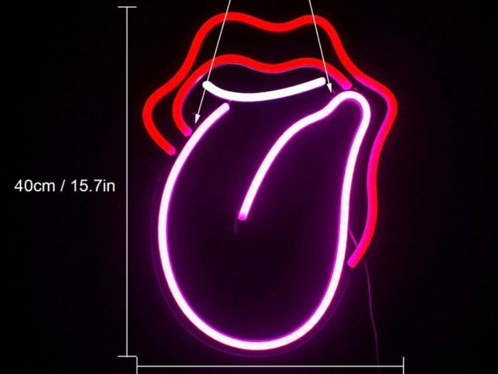 Lips Neon Sign Flame Red Lips Big Tongue Shape