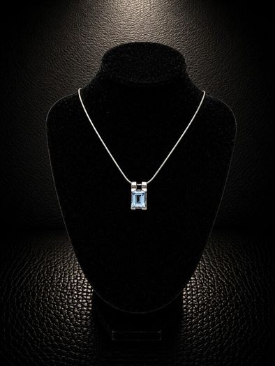 Vintage 925 Sterling Silver & Blue Topaz Signed Birmingham Necklace