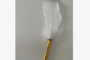 White &amp; Gold Feather Pen - nice gift