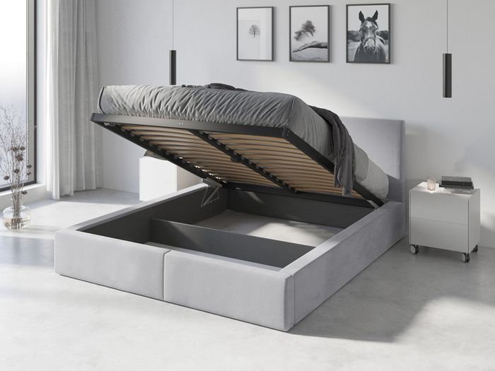 Bedroom Hilton upholstered bed frame. Storage box and  lifter support