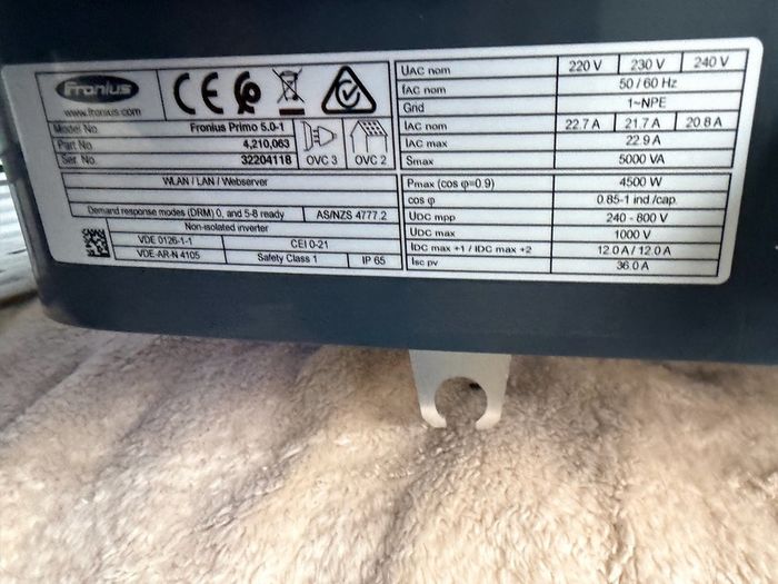 Fronius Primo 5.0kw inverter