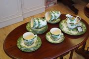 Johnson Bros Bird of Paradise Vintage Green Ironstone Tea Set (18pc, c.1950s)