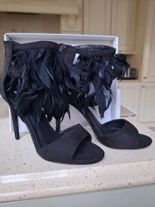 Black feather heels PRICE DROP