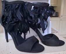 Black feather heels PRICE DROP