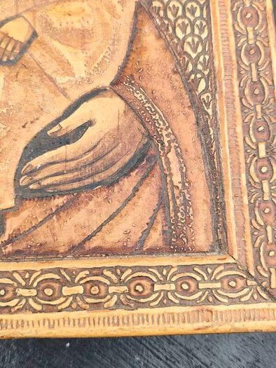 Vintage Hand Carved Greek Wooden Icon
