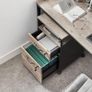 _Roll container, filing cabinet, office cabinet with drawers, universal castors, open compartment, steel frame, industrial design, greige black Image 5