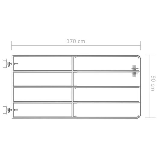 5 Bar Field Gate Steel (95-170)x90 cm Silver