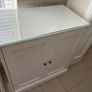 Solid wood cabinet in white with glass top Image 4
