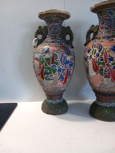 antique japanese satsuma vases vintage hand made and painted art decoration home decor table vintage vase antique gift presents  asian