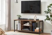 TV Cabinet, TV Stand, TV Shelf, Lowboard with Open Compartments, for Living Room, Entertainment Room, for TVs up to 55 inches, Industrial Design, Vintage Brown/Black