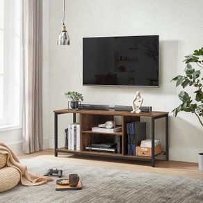 TV Cabinet, TV Stand, TV Shelf, Lowboard with Open Compartments, for Living Room, Entertainment Room, for TVs up to 55 inches, Industrial Design, Vintage Brown/Black