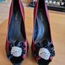 Merbur dark red / black polka high heels size 6 Image 2
