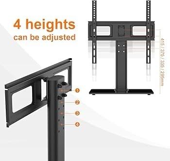 NEW SALE | Universal Table Top Pedestal TV Stand for 26"-55" LCD LED TVs, Height Adjustable TV Base Stand with Tempered Glass Base, Cable Management, Holds 45 KG & Max. VESA 400x400mm