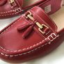 New Womens Red Leather Moccasin Shoes Size 8 or 42 Image 5