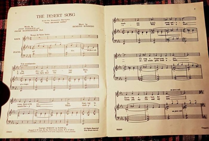 1954 The Desert Song Song Album Sheet Music Book.