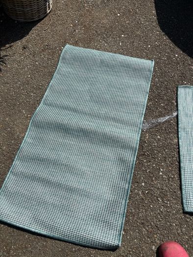 Set of 2 new indoor/outdoor rugs in duck egg