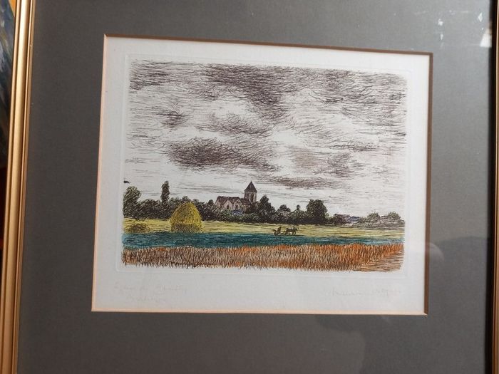 Sketch, 'Eglise de Chailly' signed Maurice Jacques