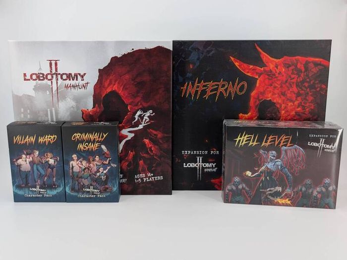 Lobotomy 2: Manhunt Board Game + Expansions Bundle (Like New / Sealed)