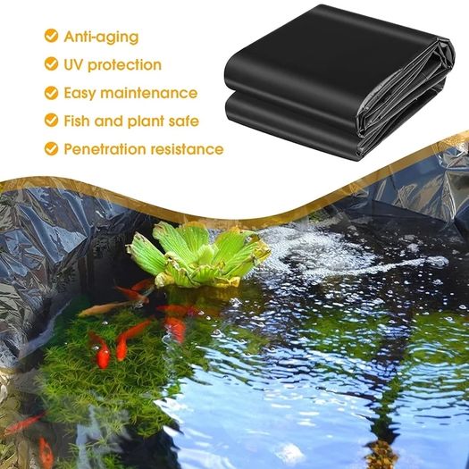 Black LDPE Pond Liner,4m 5m 20 Mil Large Fish Pond Liner, Heavy Duty Flexible Waterproof Sheet for Garden Ponds, Fish Ponds, Water Features, Streams Fountains (4m 5m)