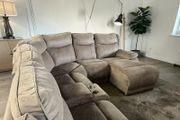 Beige corner recliner sofa chaise couch
