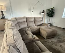 Beige corner recliner sofa chaise couch