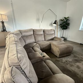 Beige corner recliner sofa chaise couch