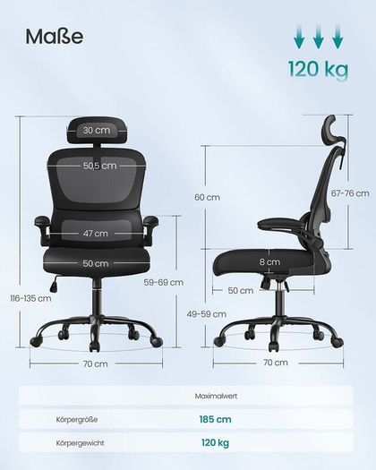 Ergonomic Mesh Office Chair with Adjustable Headrest & Flip-Up Armrests Black
