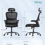 Ergonomic Mesh Office Chair with Adjustable Headrest & Flip-Up Armrests Black Image 3