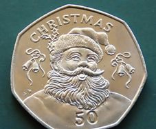 Christmas 50p Gibraltar 1992 fifty pence Santa Claus BUNC low mintage