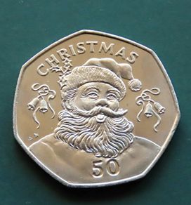 Christmas 50p Gibraltar 1992 fifty pence Santa Claus BUNC low mintage