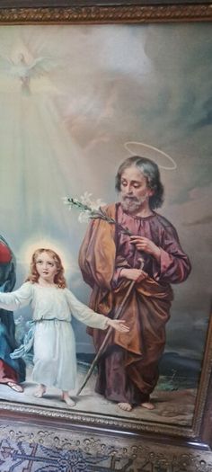 Huge Victorian Picture Holy Family Framed