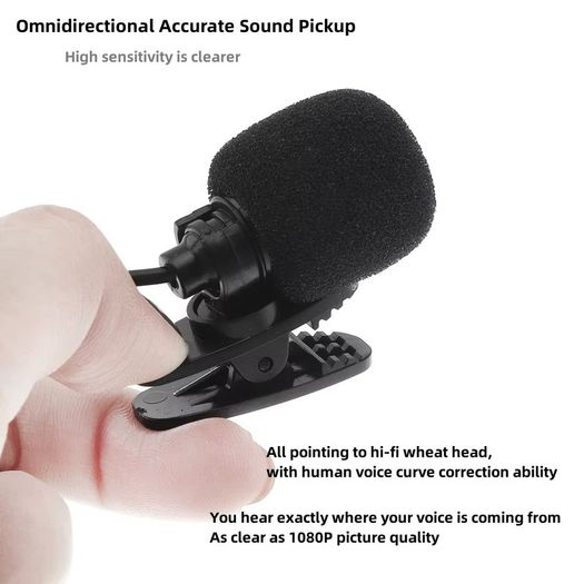 Mini Omnidirectional Metal Lavalier Microphone 3.5mm Wired Tie Clip Mic Adapter