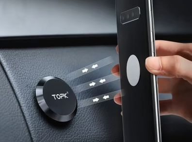 TOPK Magnetic Phone Holder - Strong 4-Magnet Mount + USB to C 2m - Brand New