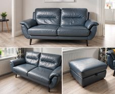 DFS 3+2+stool leather couch set for sale (4yrs old)