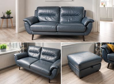 DFS 3+2+stool leather couch set for sale (4yrs old)