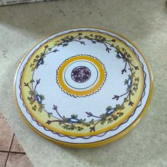 Round Hot Plate  Pottery Dish Made In Portgal