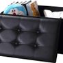 MULTIPLE COLOURS AVAILABLE Folding Ottoman Bench Storage Box with Lid, Large Storage Seat Faux Leather Footstool Toy Storage Box, Black, 76 x 38 x 38 cm Image 5