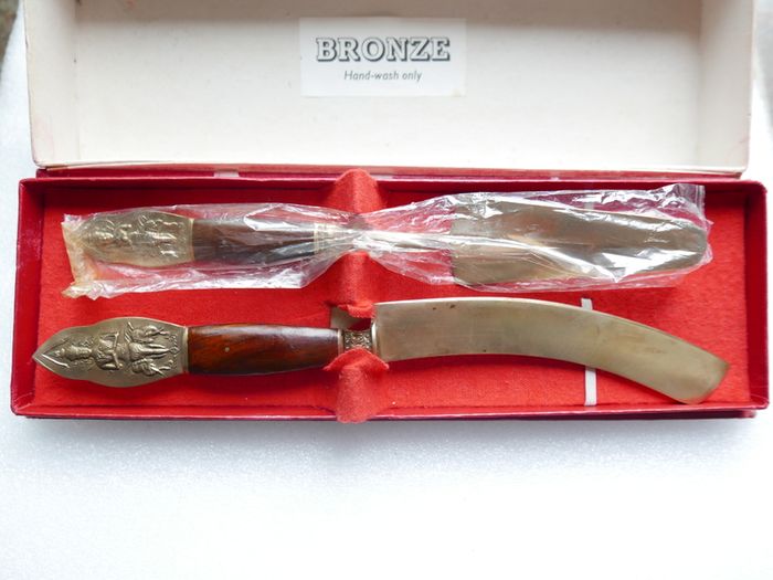 Vintage Serving Set Pre1939 Thailand brass wood