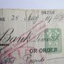 Vintage Cheque from The National Bank Limited, Dun Laoghaire Branch, dated August 25, 1943 Image 3