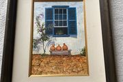 The Patio origional oil painting signed Dorothy Rochford Listed Irish artist of a mediterranean scene