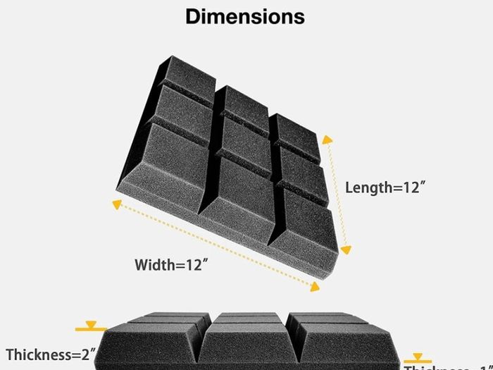 12 Pack - Acoustic Foam Panels, 2" X 12" X 12" Mushroom Studio Wedge Tiles, Sound Panels Wedges Soundproof Sound Insulation Absorbing MULTIPLE DESIGNS AVAILABLE, SEE PHOTOS (FREE POSTAGE)